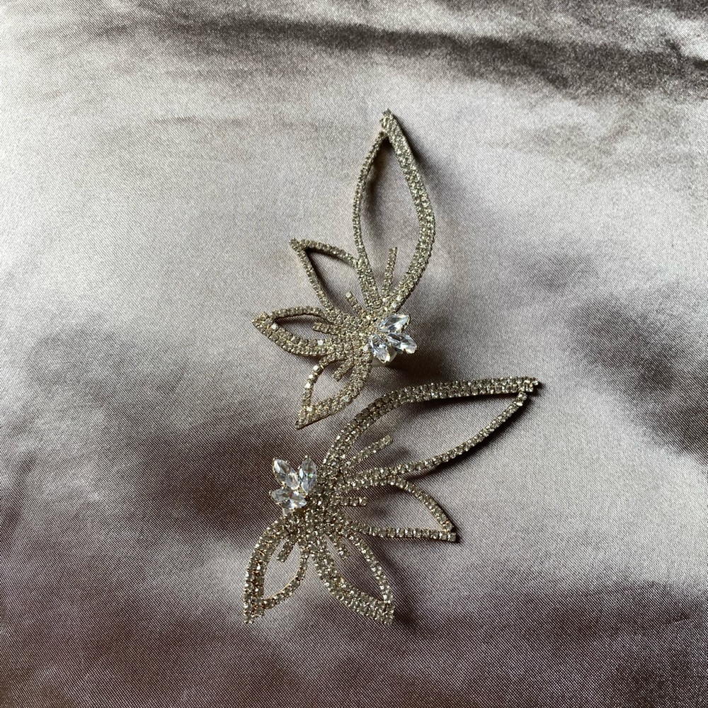 shein Silver and grey rhinestone earrings